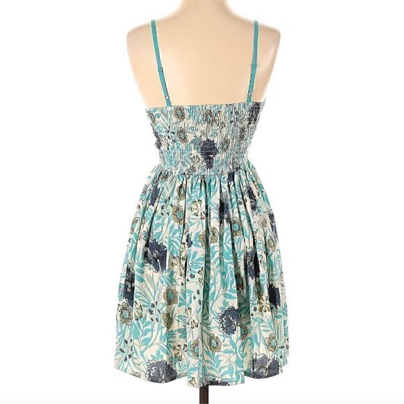 NEW NWT BOG COLLECTIVE BAND OF GYPSIES Red Navy Blue Floral Bustier Mini Dress M - Picture 5 of 15